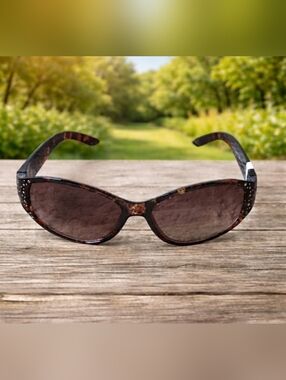 Mixit Women's Rhinestone Embellised Stylish Travel Vacation Sunglasses Brown